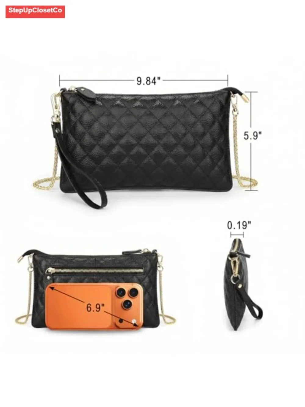 Genuine Leather Convertible Wristlet Crossbody Clutch Wallet Purse